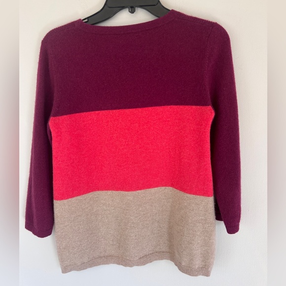 GARNET HILL 100% Cashmere Stripe Crewneck Sweater Quiet Luxury Teacher Office XS - Picture 8 of 11
